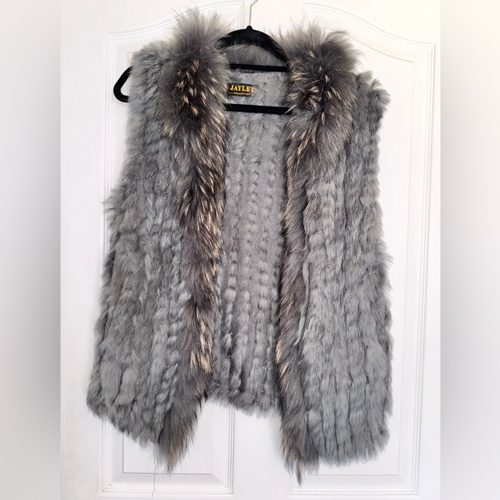 Jayley Genuine Rabbit Fur Vest Cashmere Blend Gilet – OS